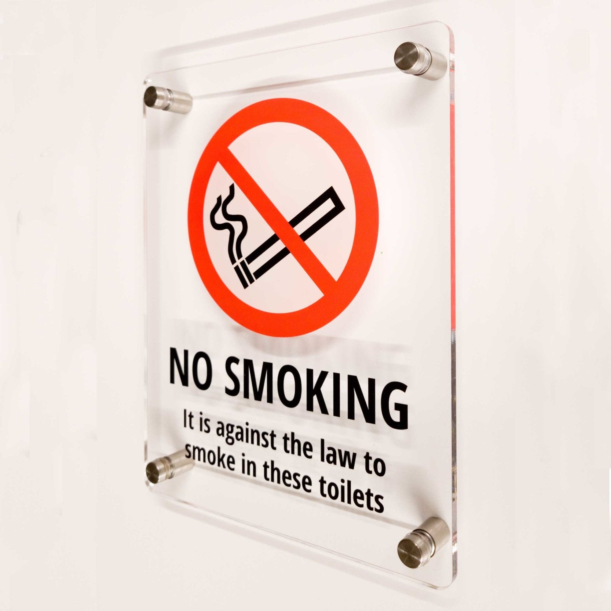 No Smoking Against The Law Toilet Sign Clear Acrylic