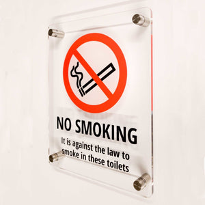 No Smoking Against The Law Toilet Sign Clear Acrylic