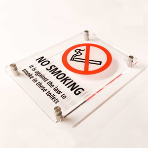 No Smoking Against The Law Toilet Sign Clear Acrylic