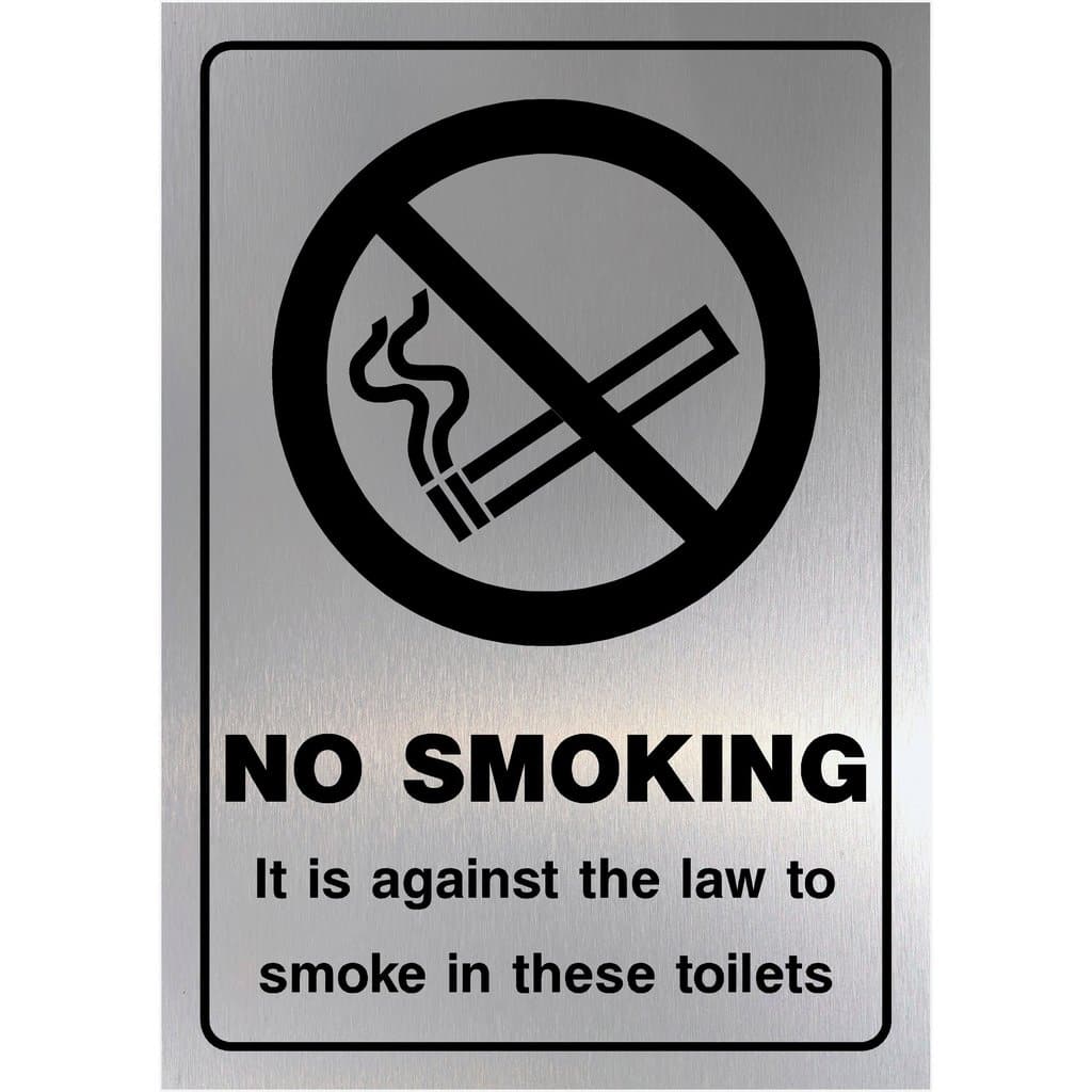 No Smoking Against The Law Toilets Sign Silver