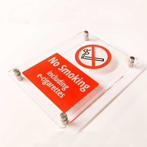 No Smoking E-Cigarettes Sign Clear Acrylic