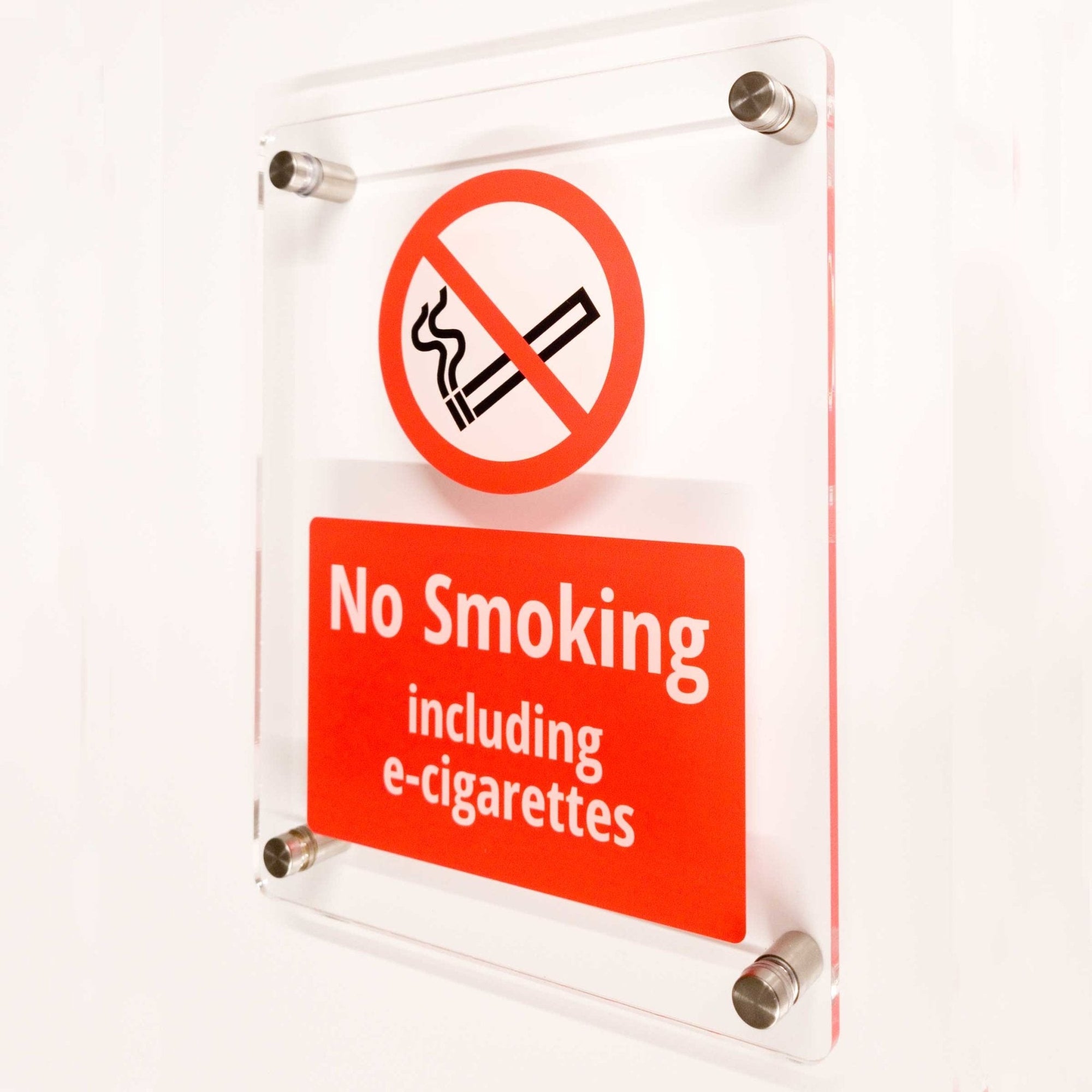 No Smoking E-Cigarettes Sign Clear Acrylic