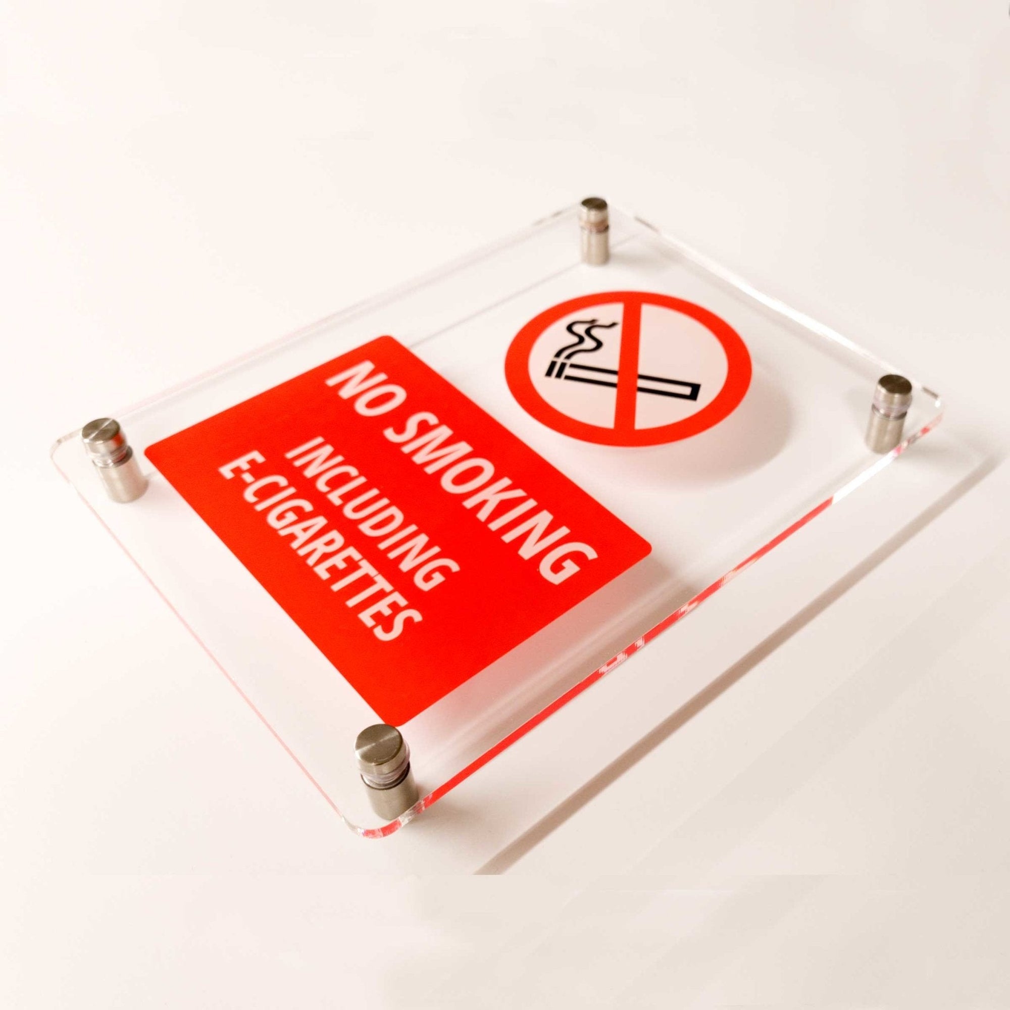 No Smoking E-Cigarettes Sign in Clear Acrylic