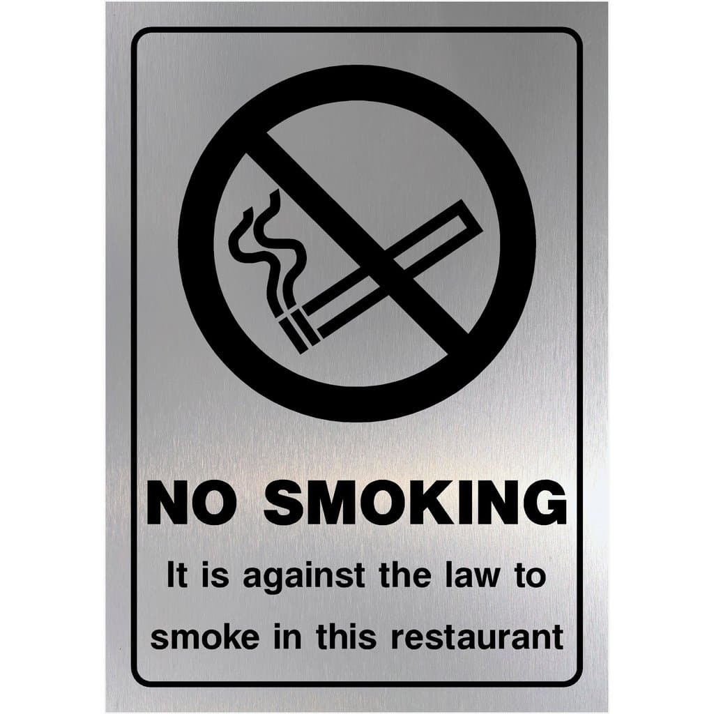 No Smoking In Restaurant Sign Brushed Silver