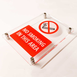 No Smoking In This Area Sign in Clear Acrylic