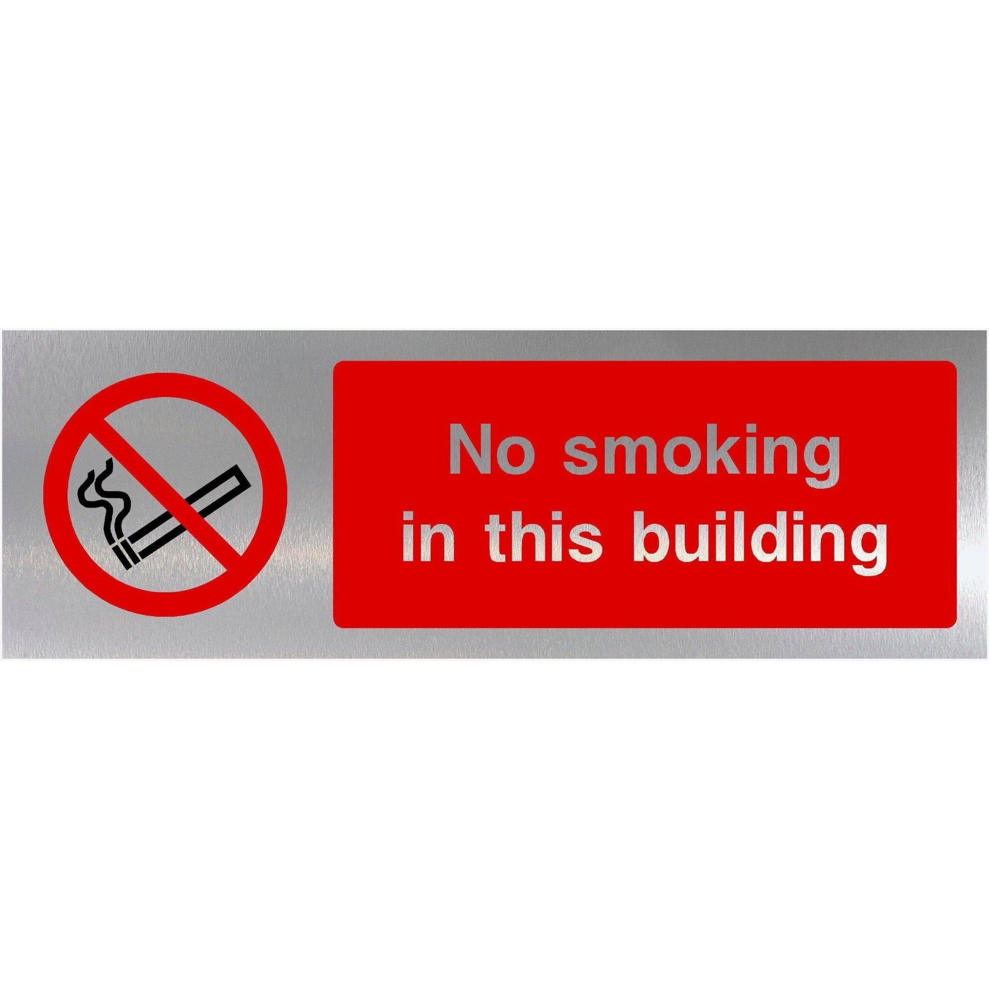 No Smoking In This Building Brushed Silver Sign Landscape