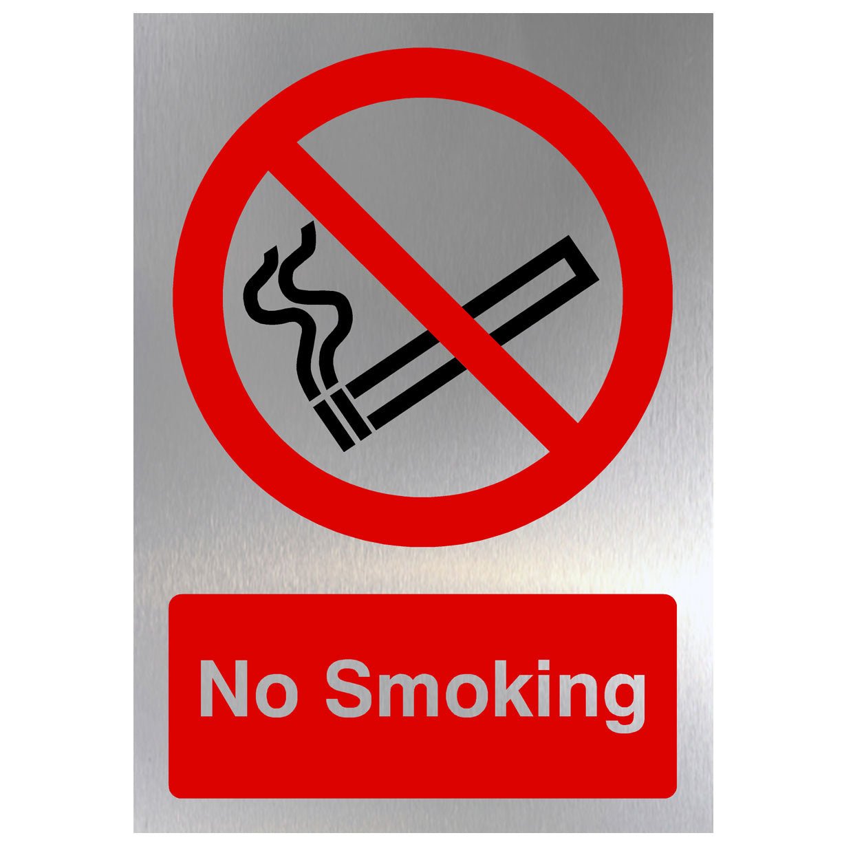 No Smoking Sign in Brushed Silver