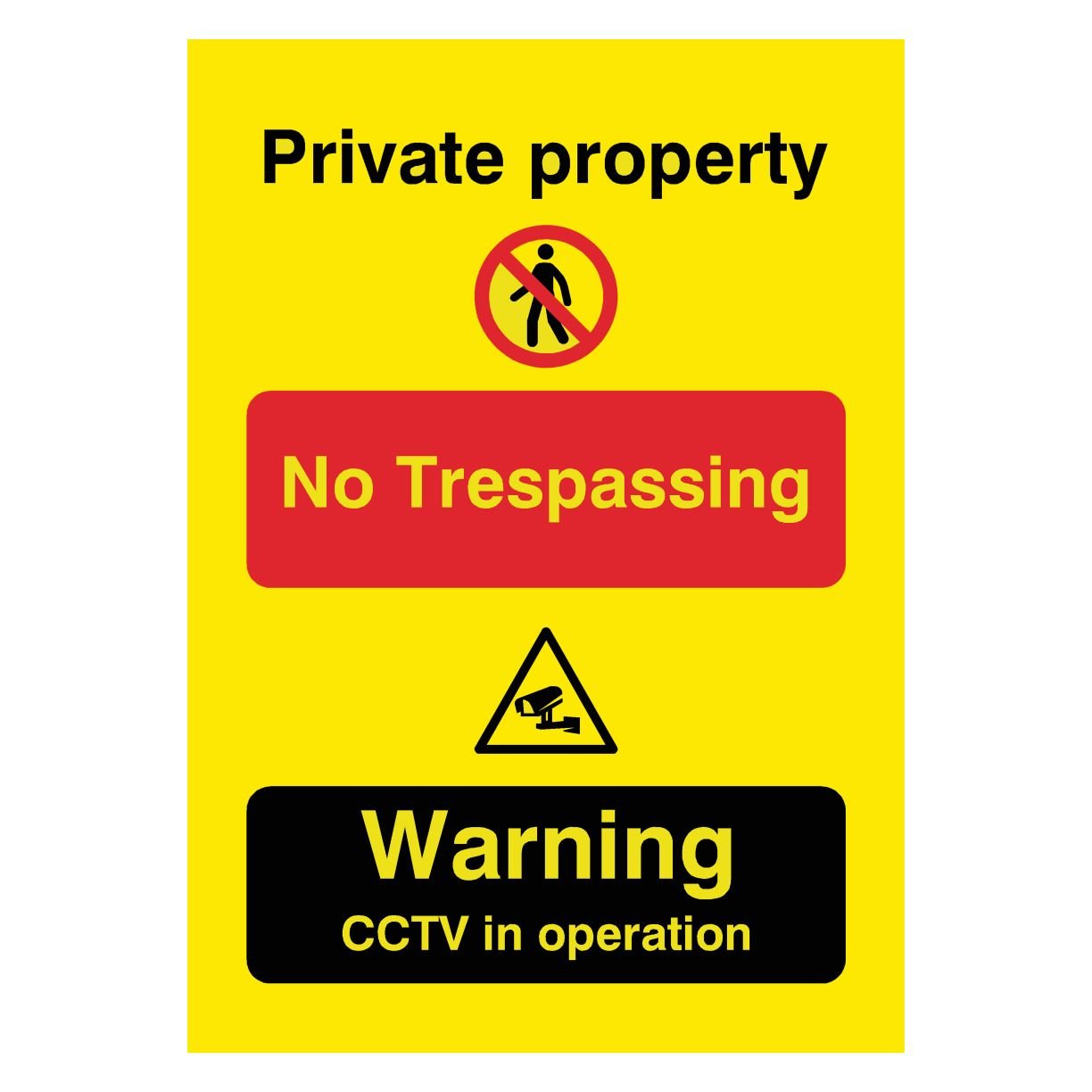 No Trespassing CCTV In Operation Yellow Sign