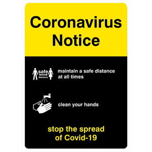 Notice Stop The Spread Of A Virus Maintain A Safe Distance Sign