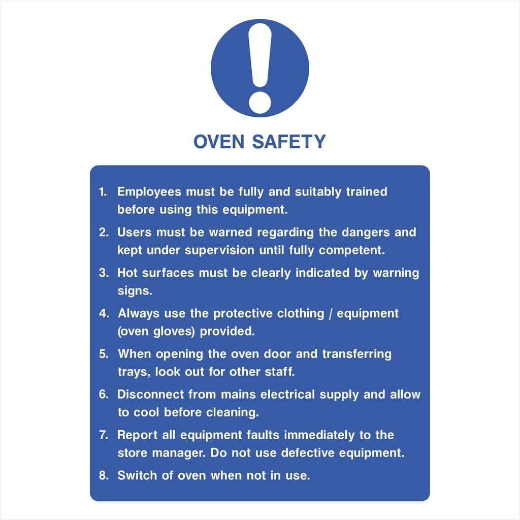 Oven Safety Instructions Sign