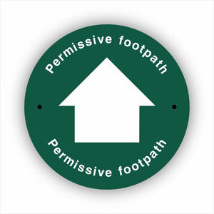 Permissive Footpath White Arrow Waymarker sign