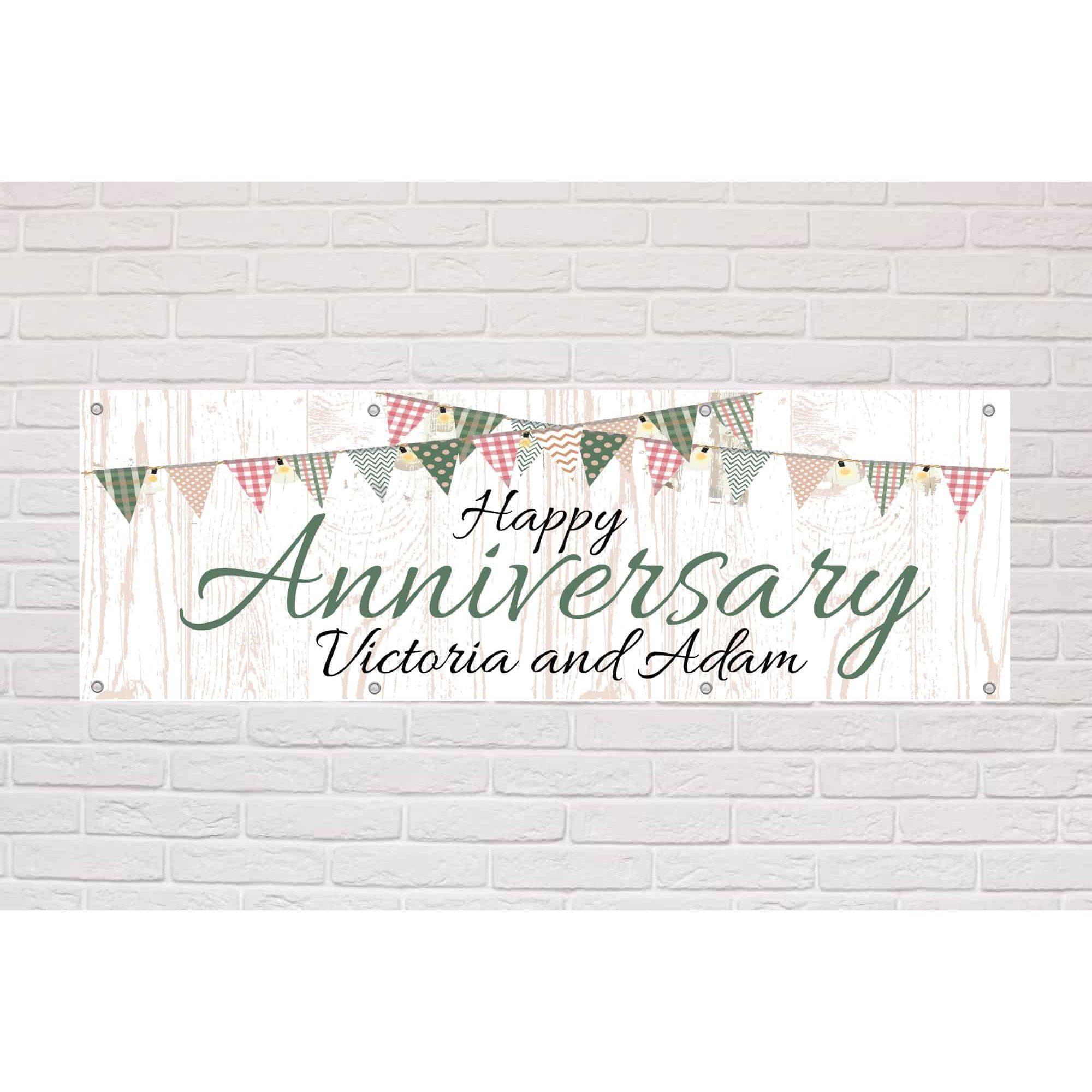 Personalised Anniversary Banner | Bunting Wooden Boards Theme