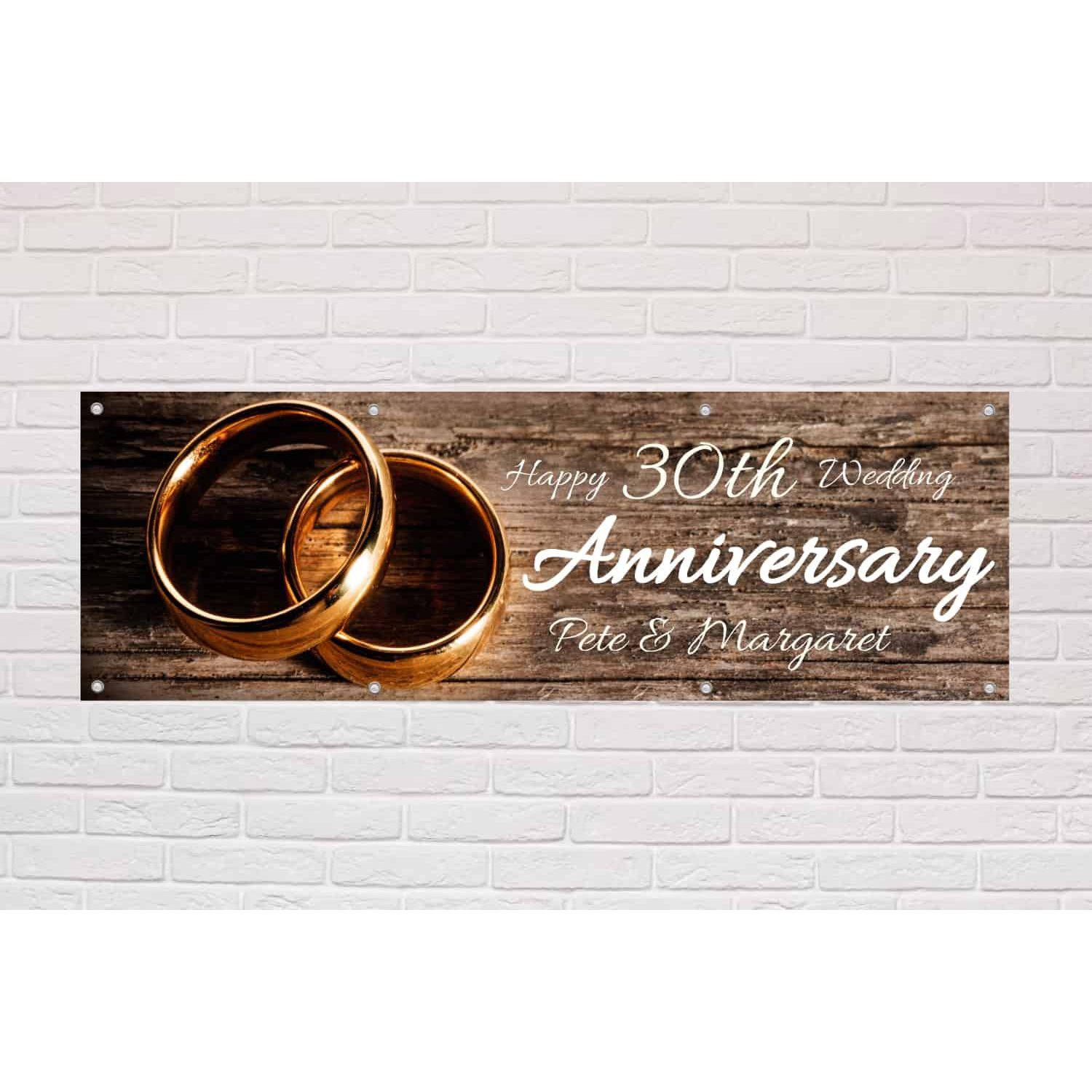 Personalised Anniversary Banner | Gold Rings Theme