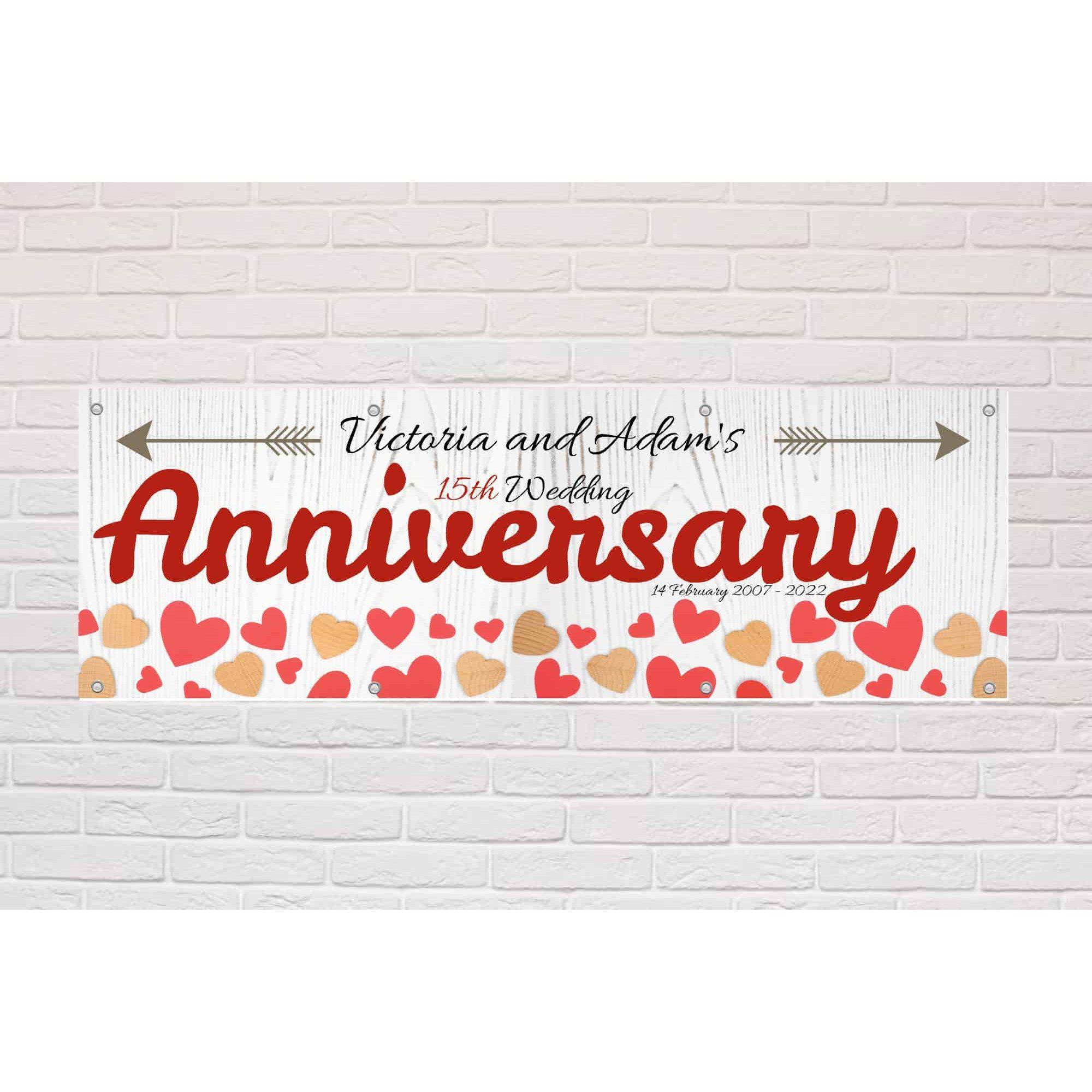 Personalised Anniversary Banner | Hearts and Arrows Theme