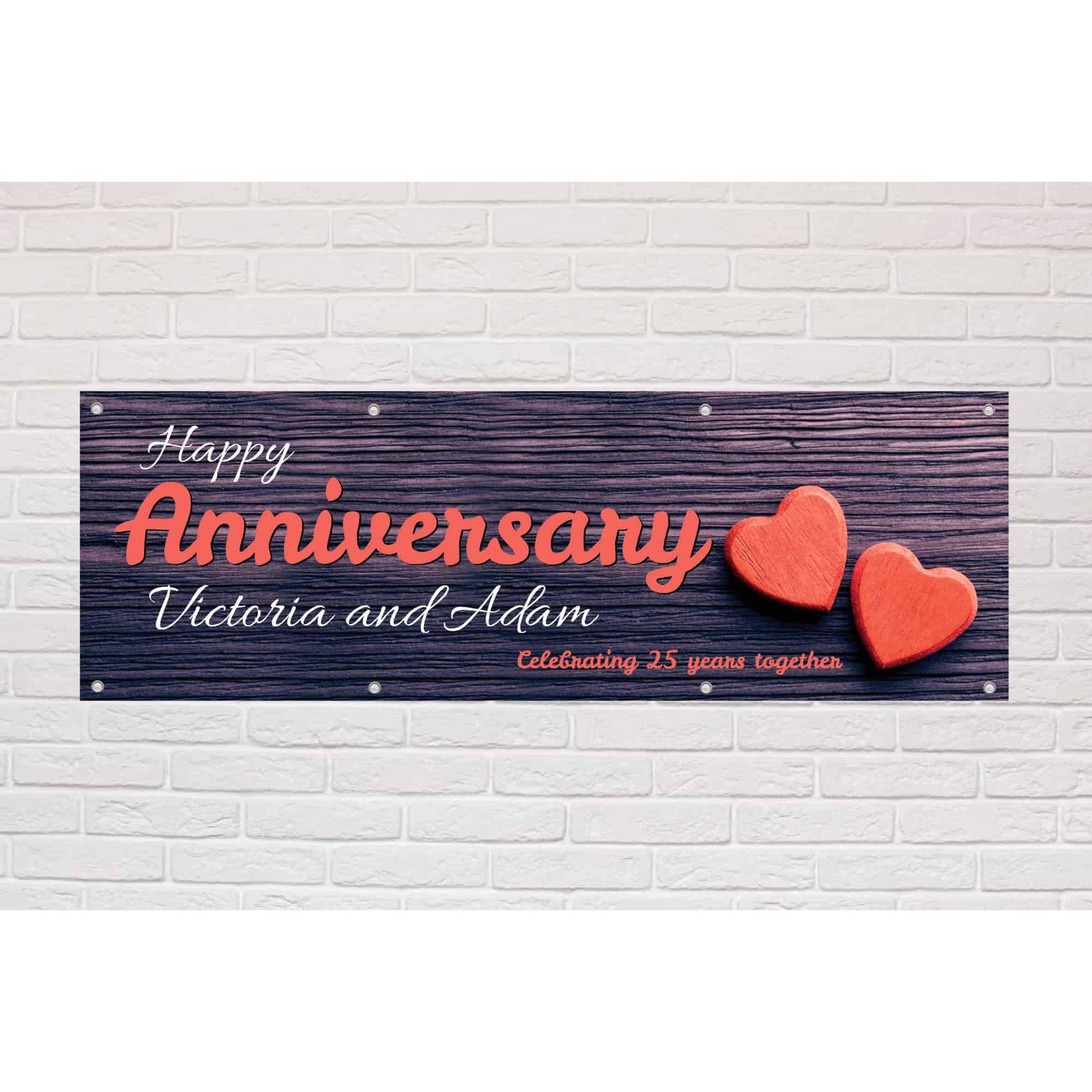 Personalised Anniversary Banner | Love Hearts Theme