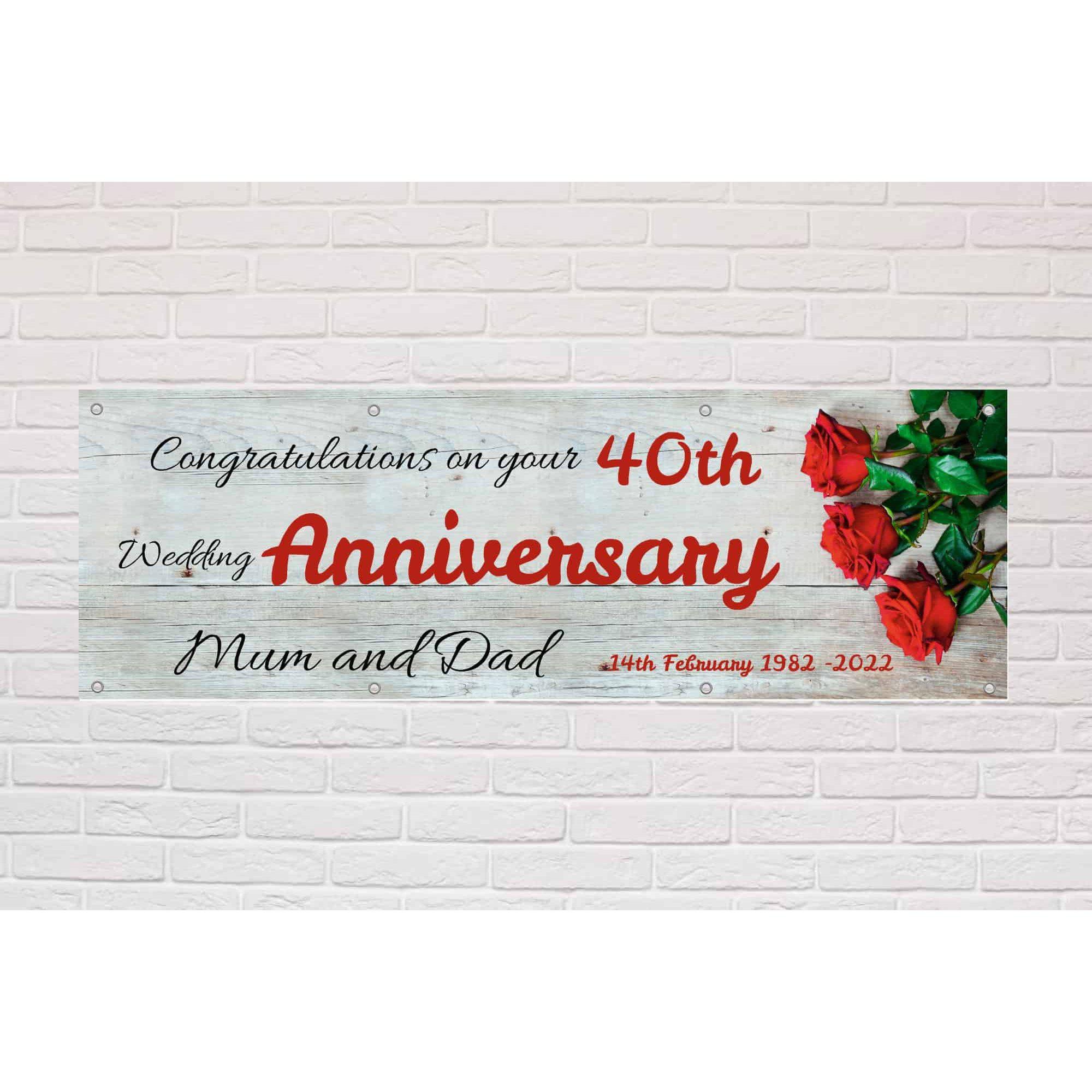 Personalised Anniversary Banner | Red Roses Theme