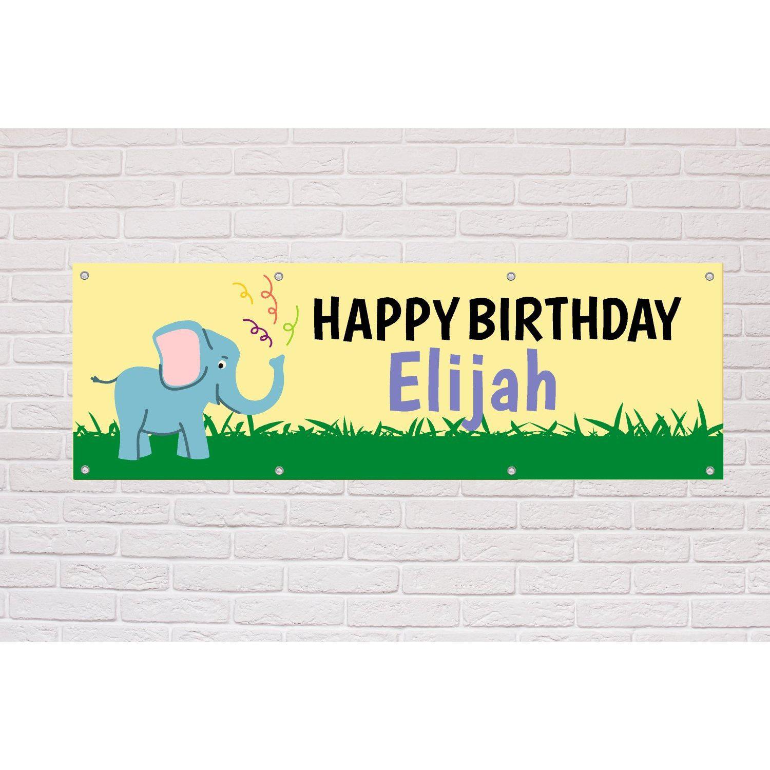 Personalised Baby Elephant Birthday banner