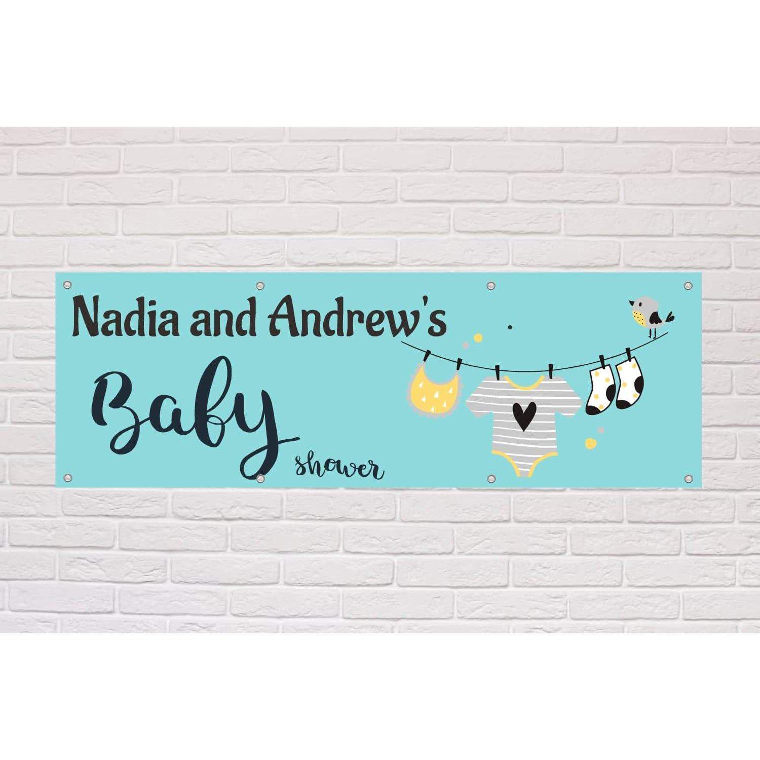 Personalised Baby Shower Banner - Washing Line Theme