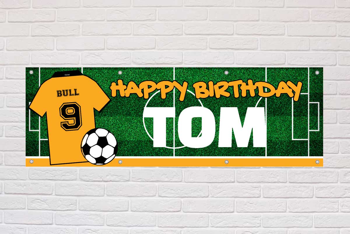 Personalised Birthday Banner | Amber and Black Trim