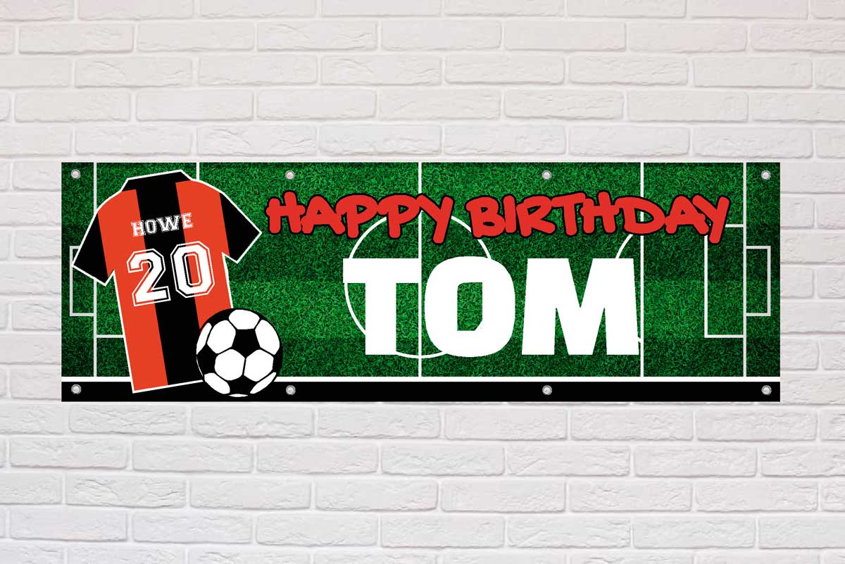 Personalised Birthday Banner | Black and Red Stripes