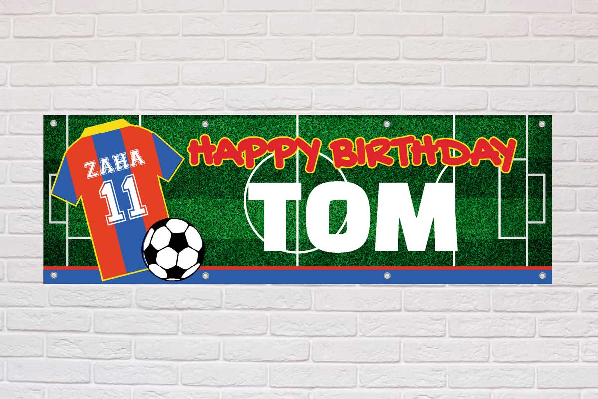 Personalised Birthday Banner | Blue and Red Stripes