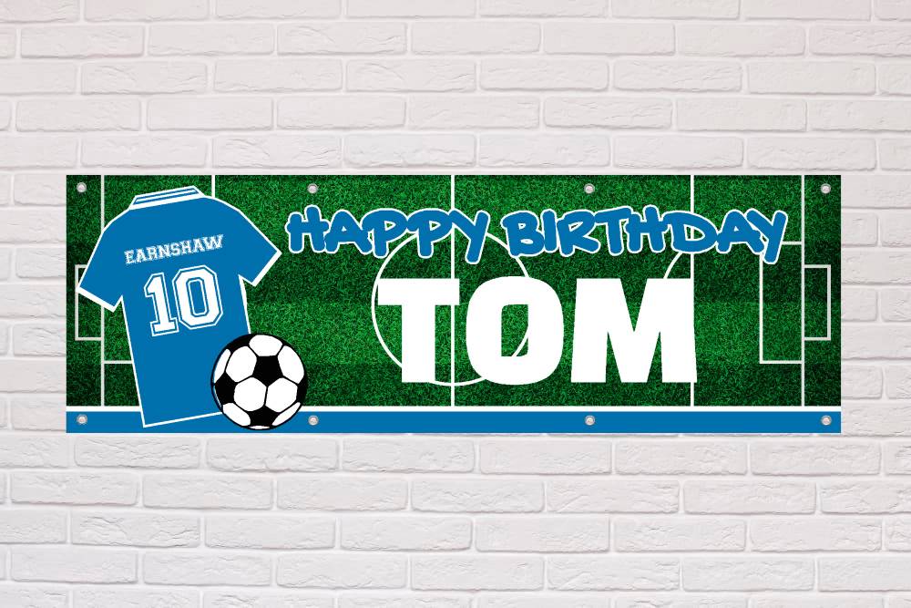 Personalised Birthday Banner | Blue and White Wales