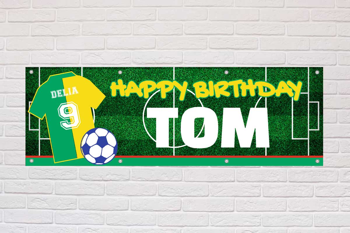 Personalised Birthday Banner | Green and Yellow Halves