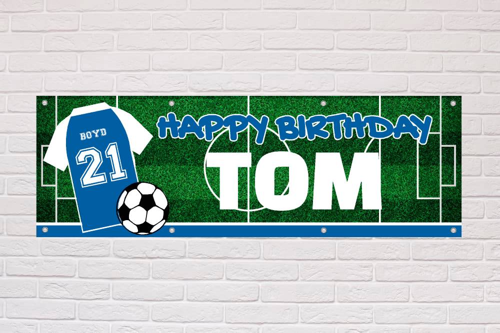 Personalised Birthday Banner | Posh Blue and White