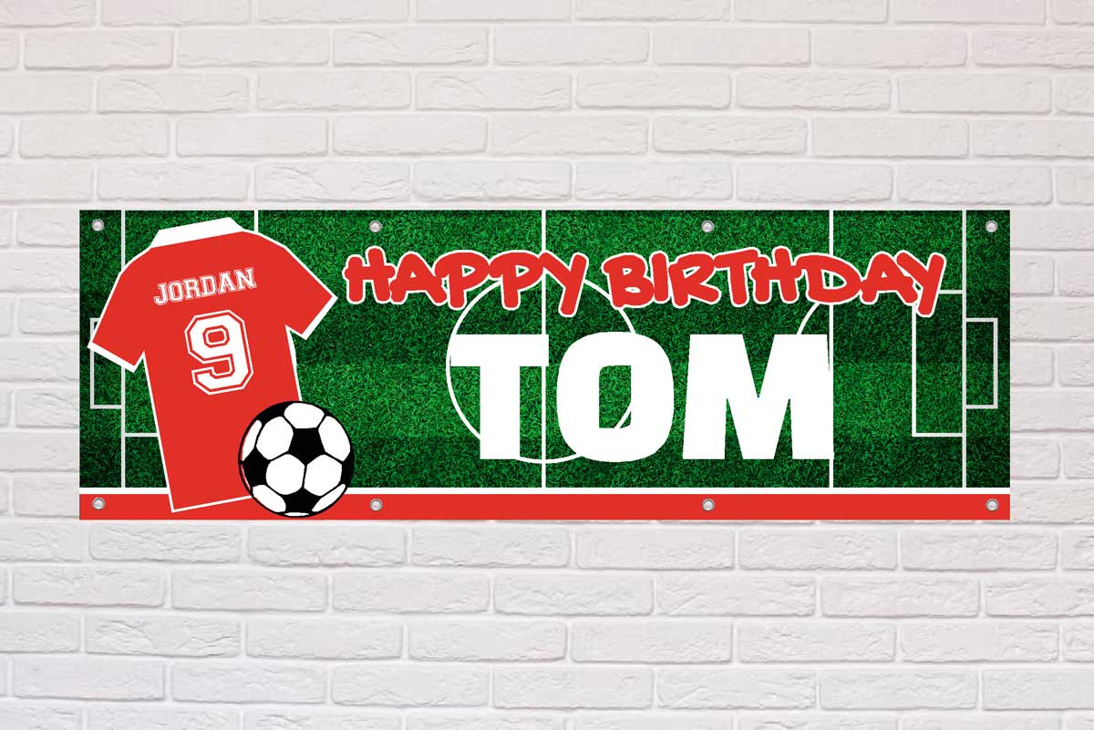 Personalised Birthday Banner | Red and White City