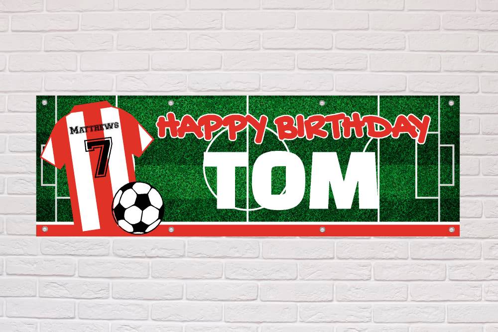 Personalised Birthday Banner | Red and White Mackems