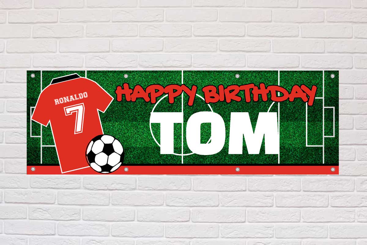 Personalised Birthday Banner | Red With Black Collar