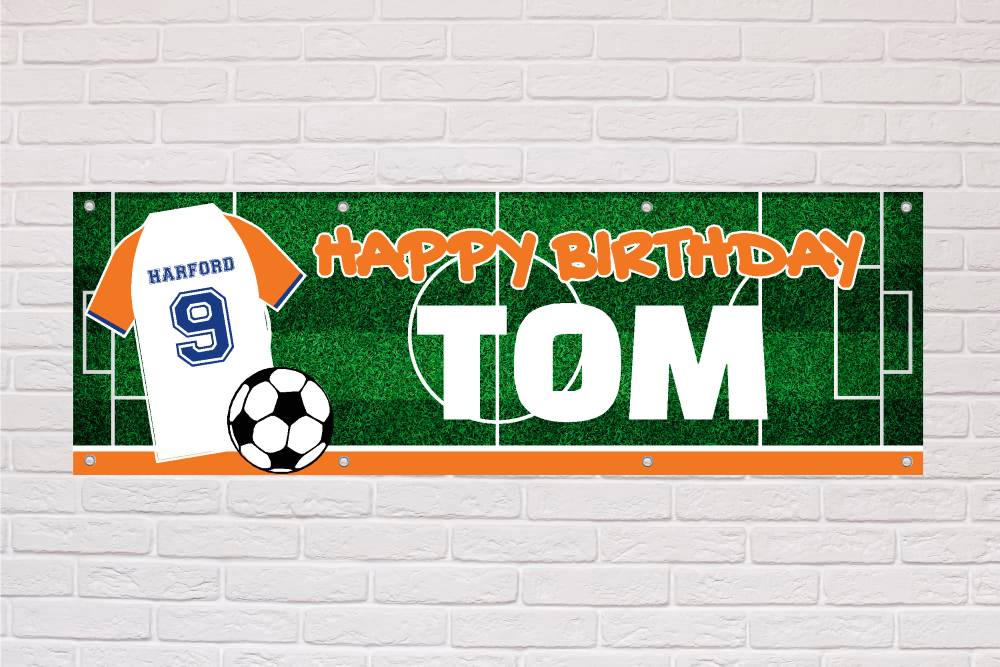 Personalised Birthday Banner | White and Orange Town