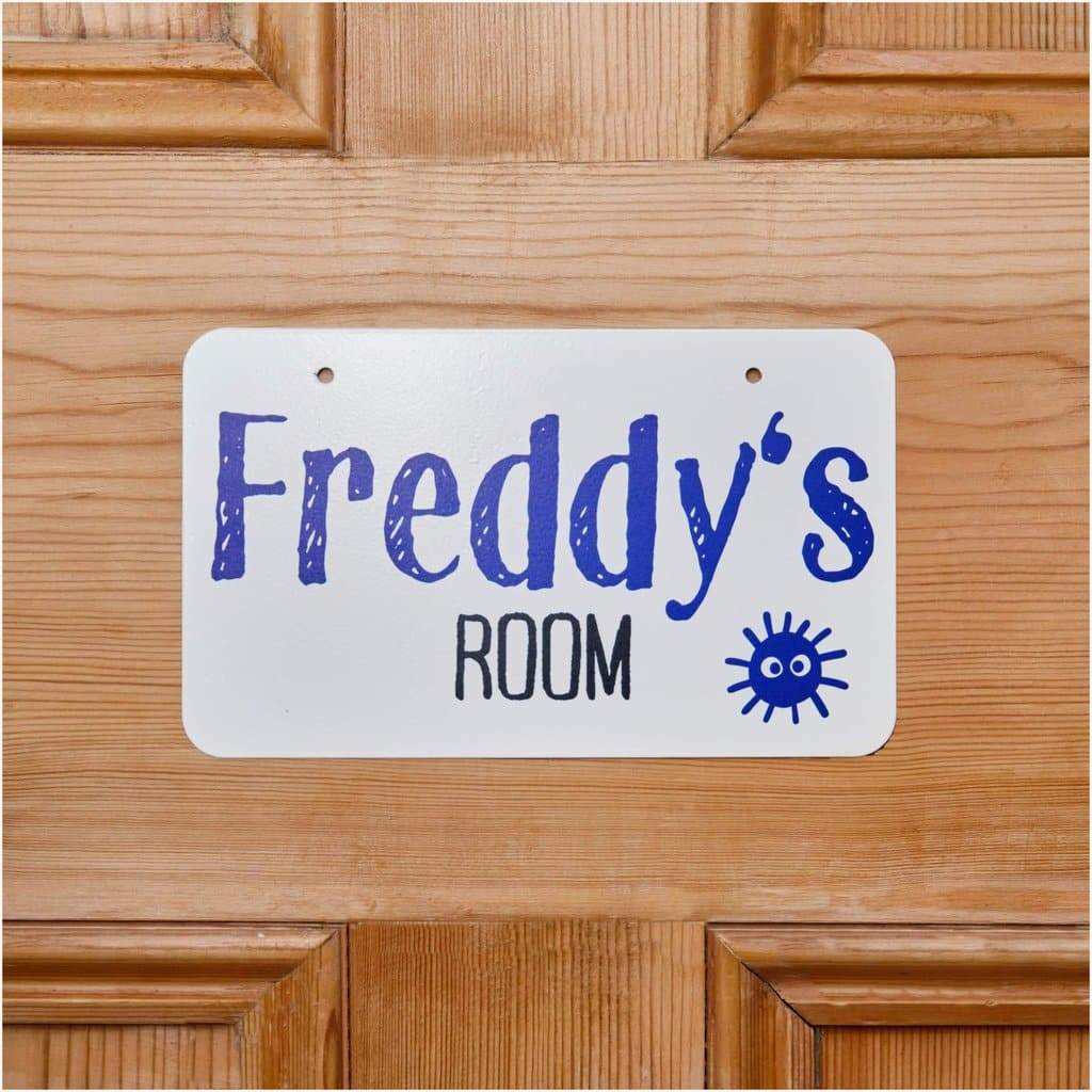 Personalised Children's Room Sign Blue Spider