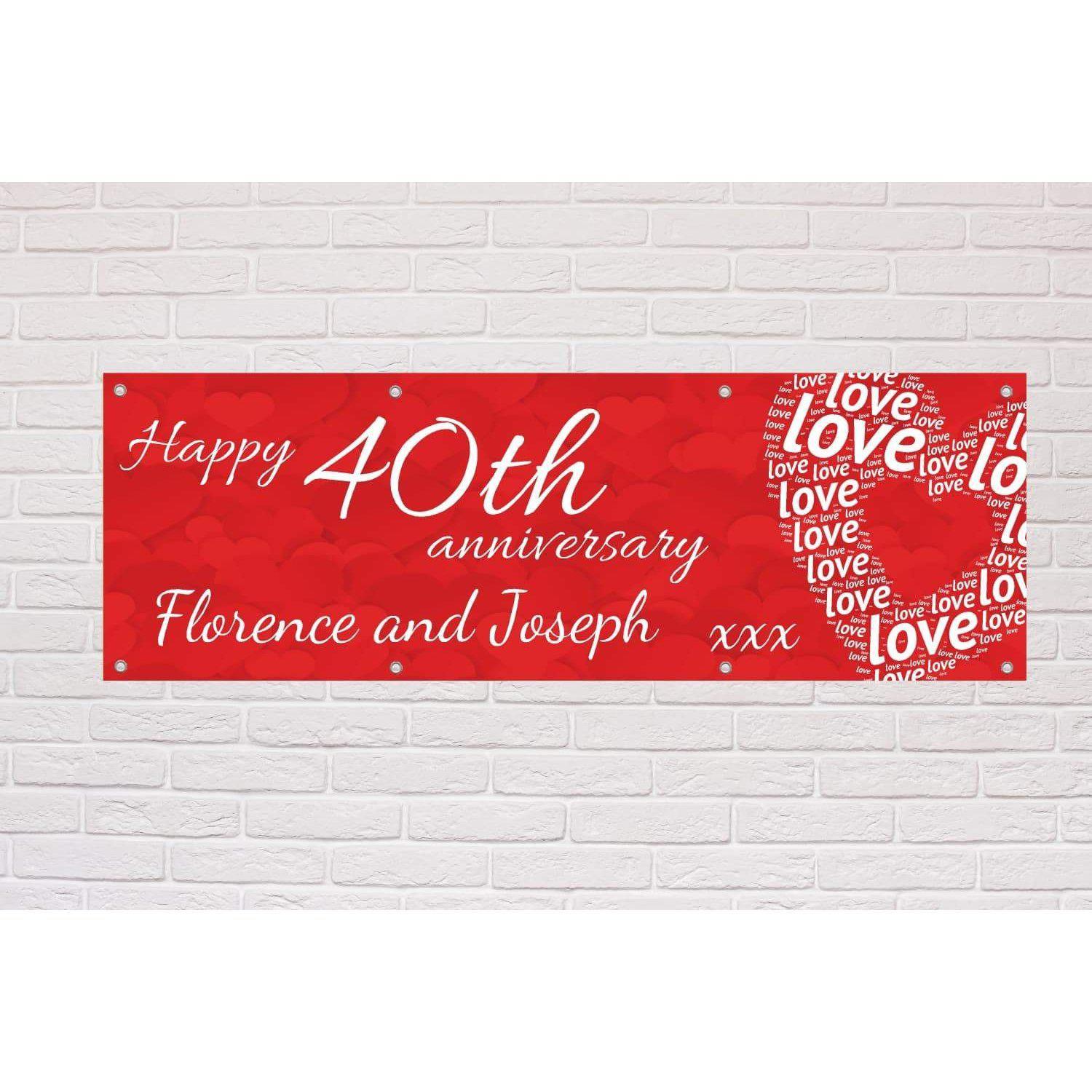 Personalised Happy Anniversary Love Hearts banner