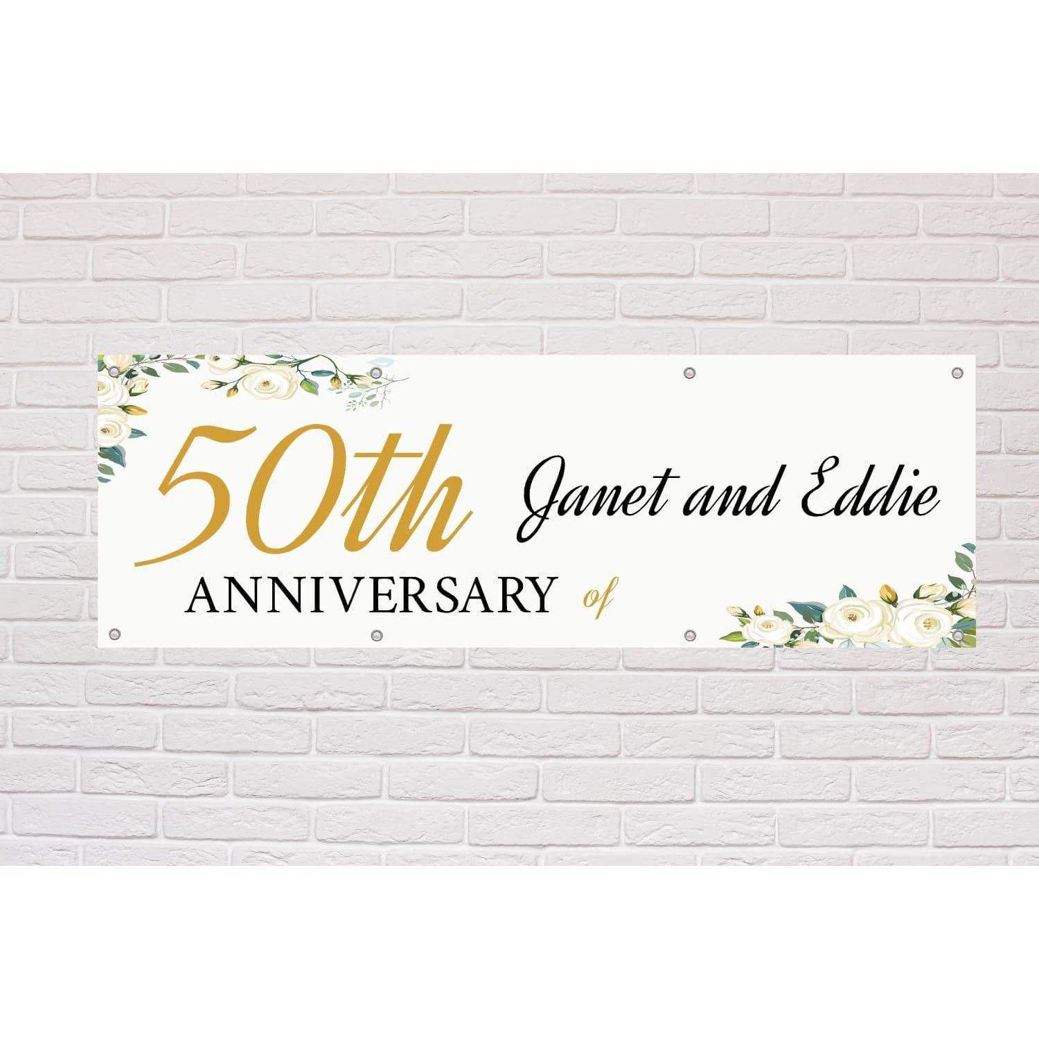 Personalised Happy Anniversary Roses banner