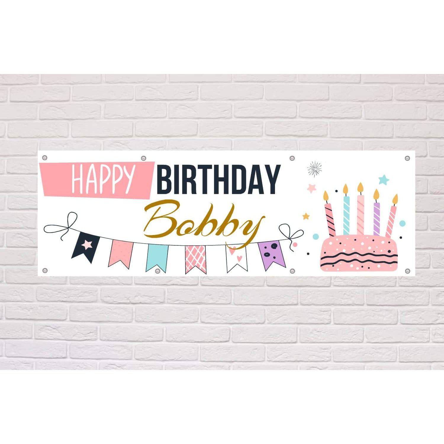 Personalised Happy Birthday Banner | Pink Cake Theme