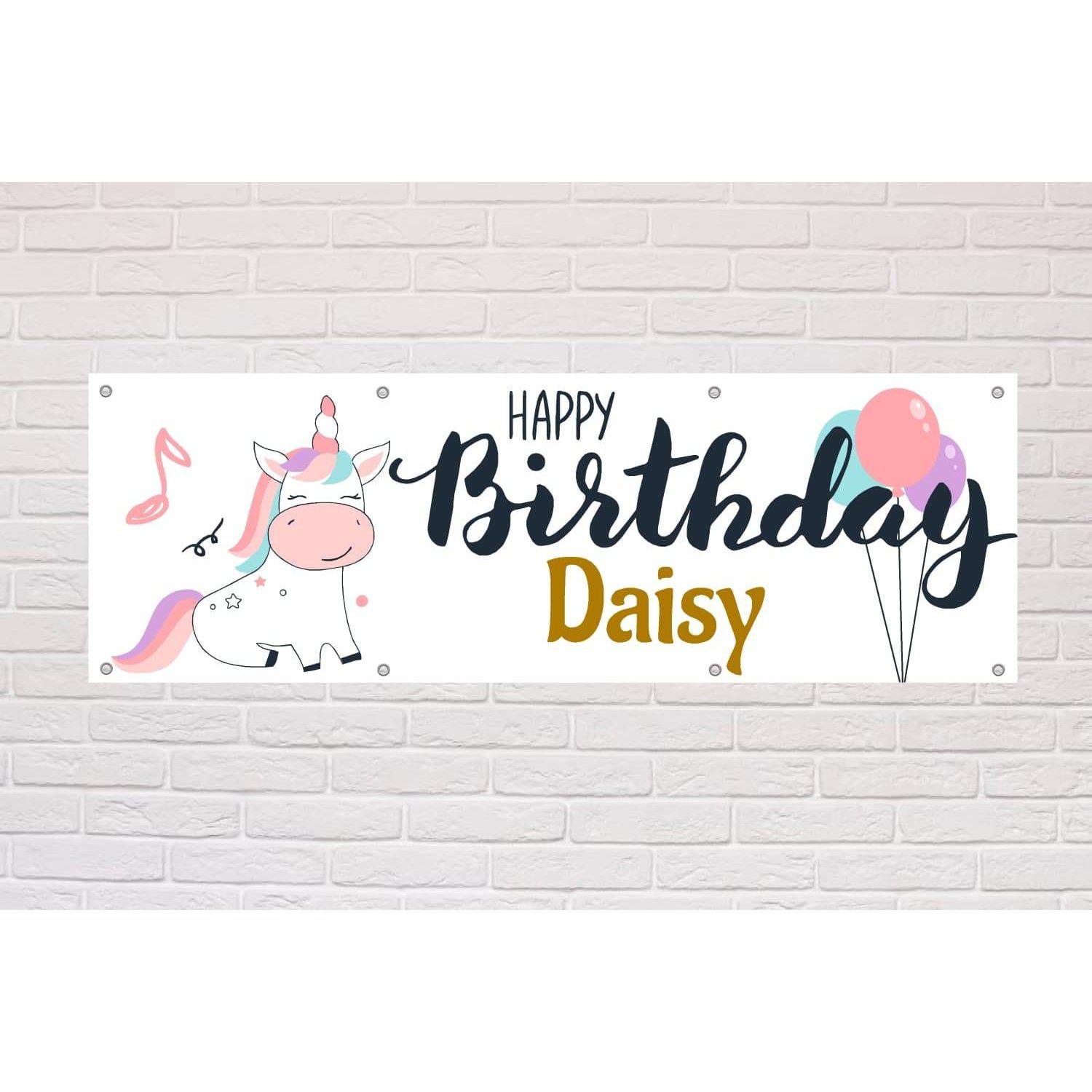 Personalised Happy Birthday Unicorn Banner