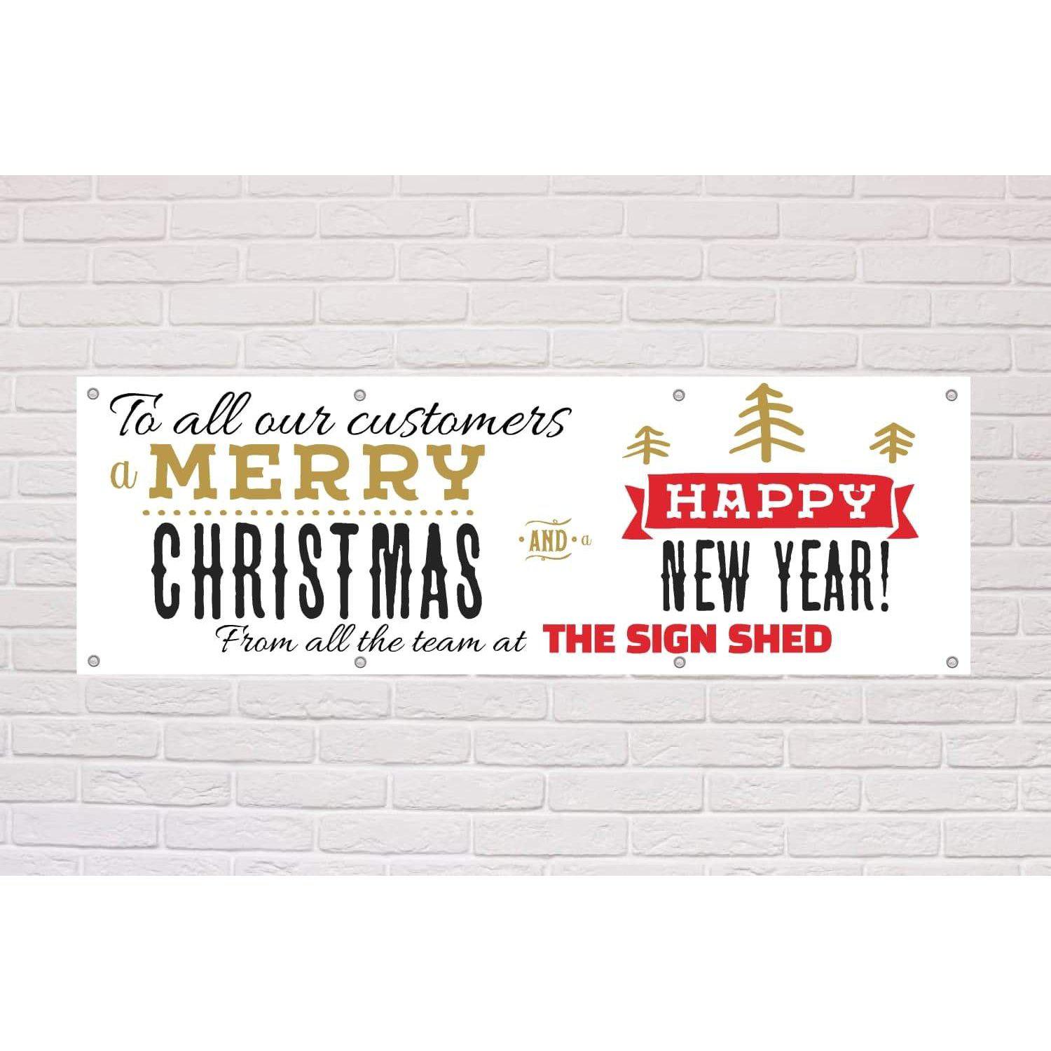 Personalised Merry Christmas Customers Banner