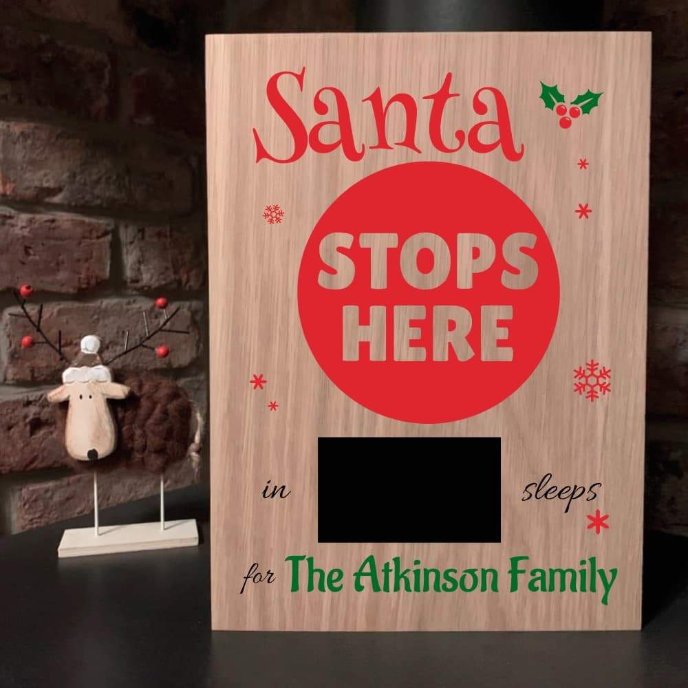 Personalised Santa Stops Here Sign