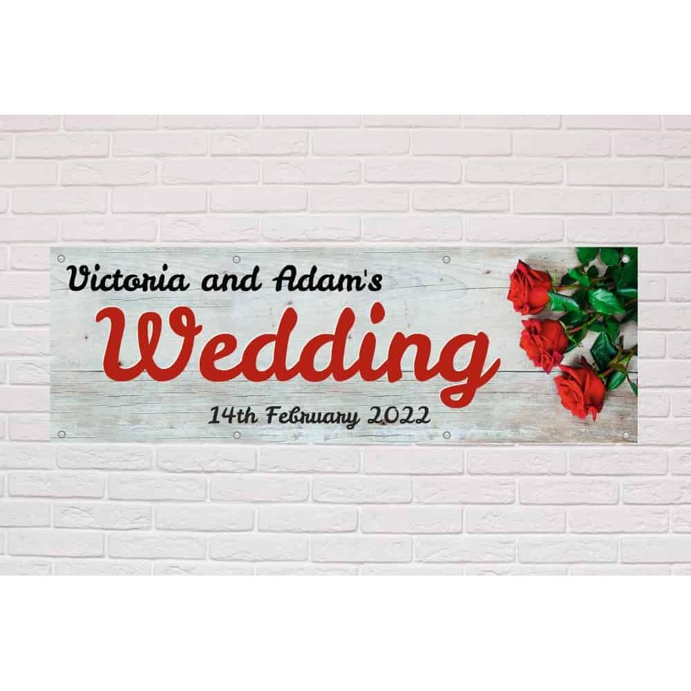 Personalised Wedding Banner | Red Roses Theme