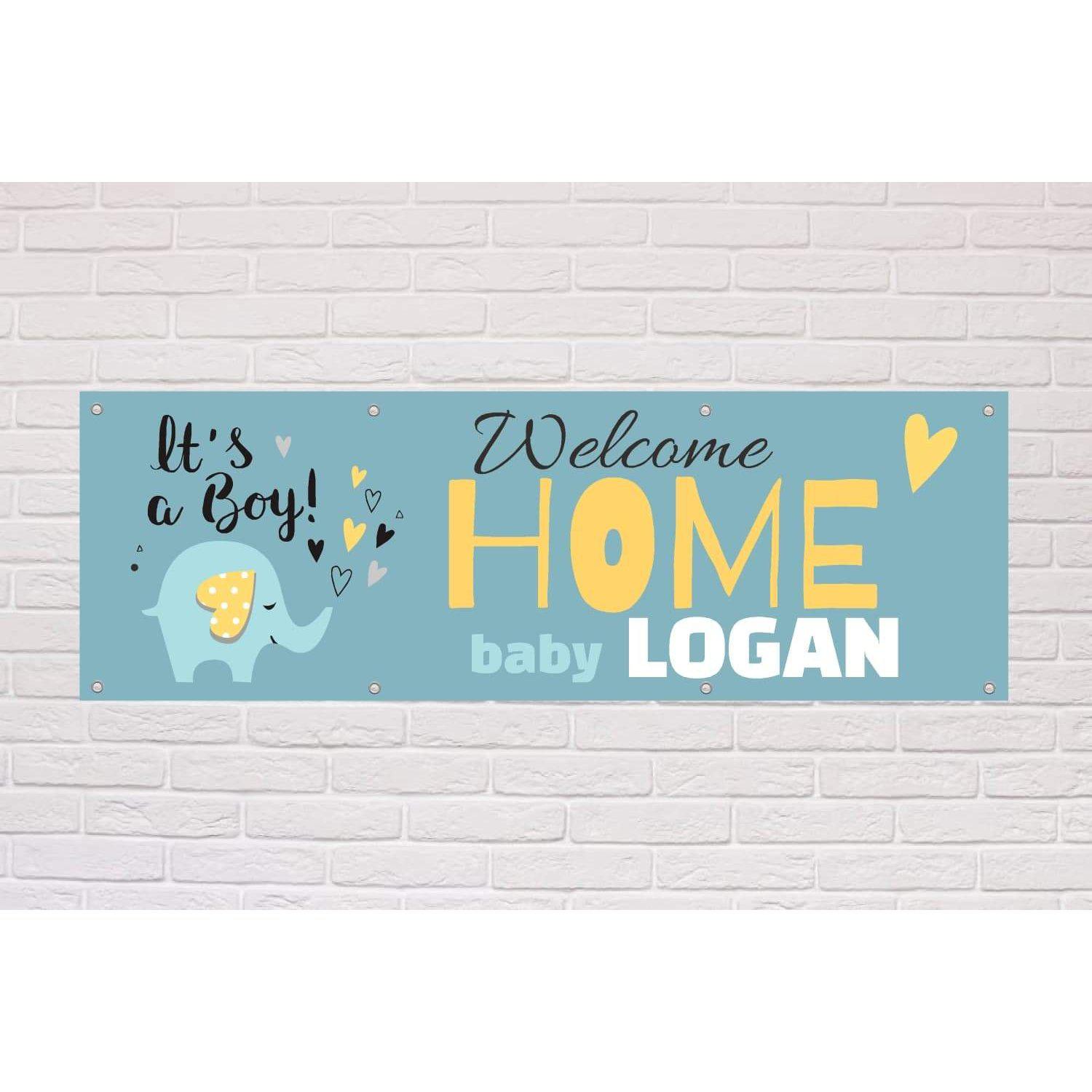 Personalised Welcome Home Baby Banner - Cute Elephant