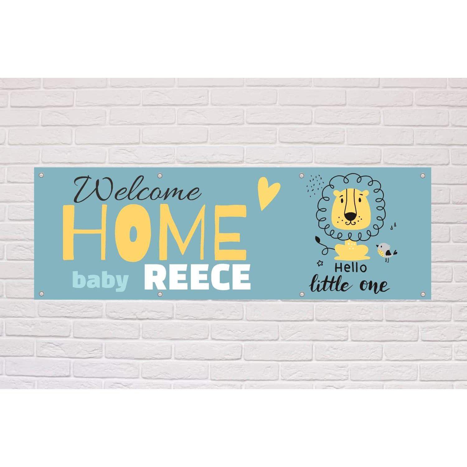 Personalised Welcome Home Baby Banner - Cute Lion