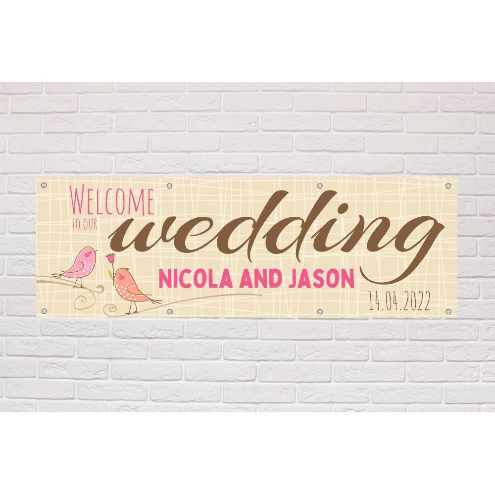 Personalised Welcome To Our Wedding Banner | Lovebirds