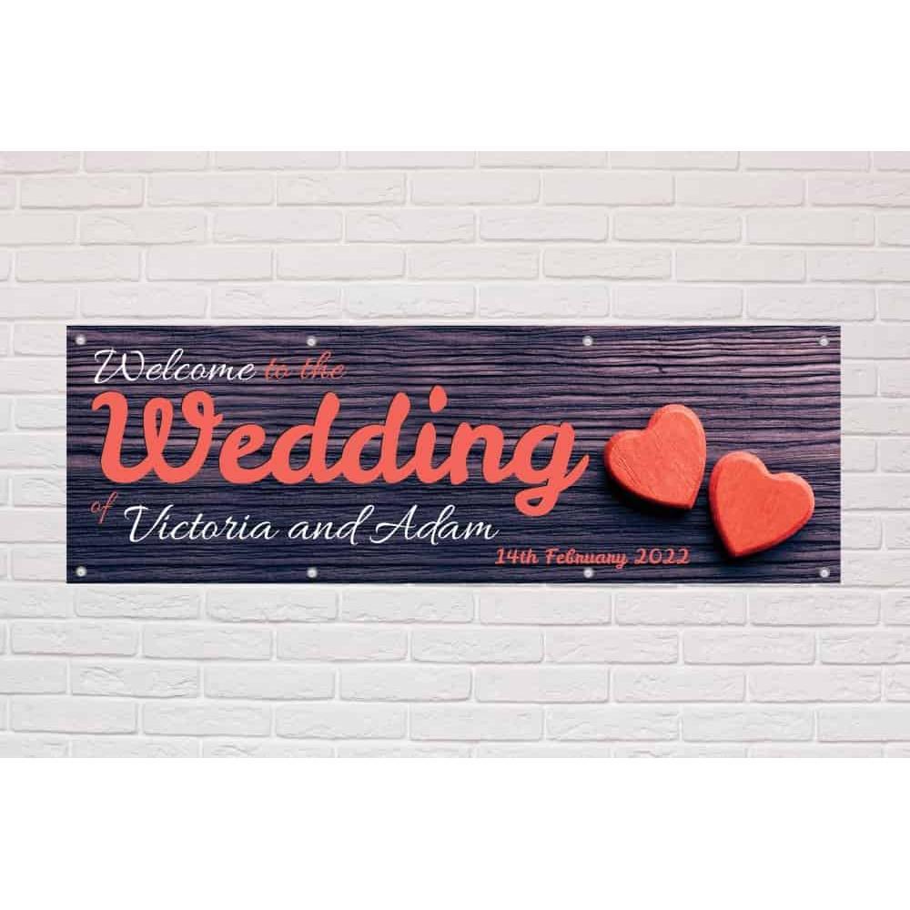 Personalised Welcome To The Wedding Banner | Hearts Theme