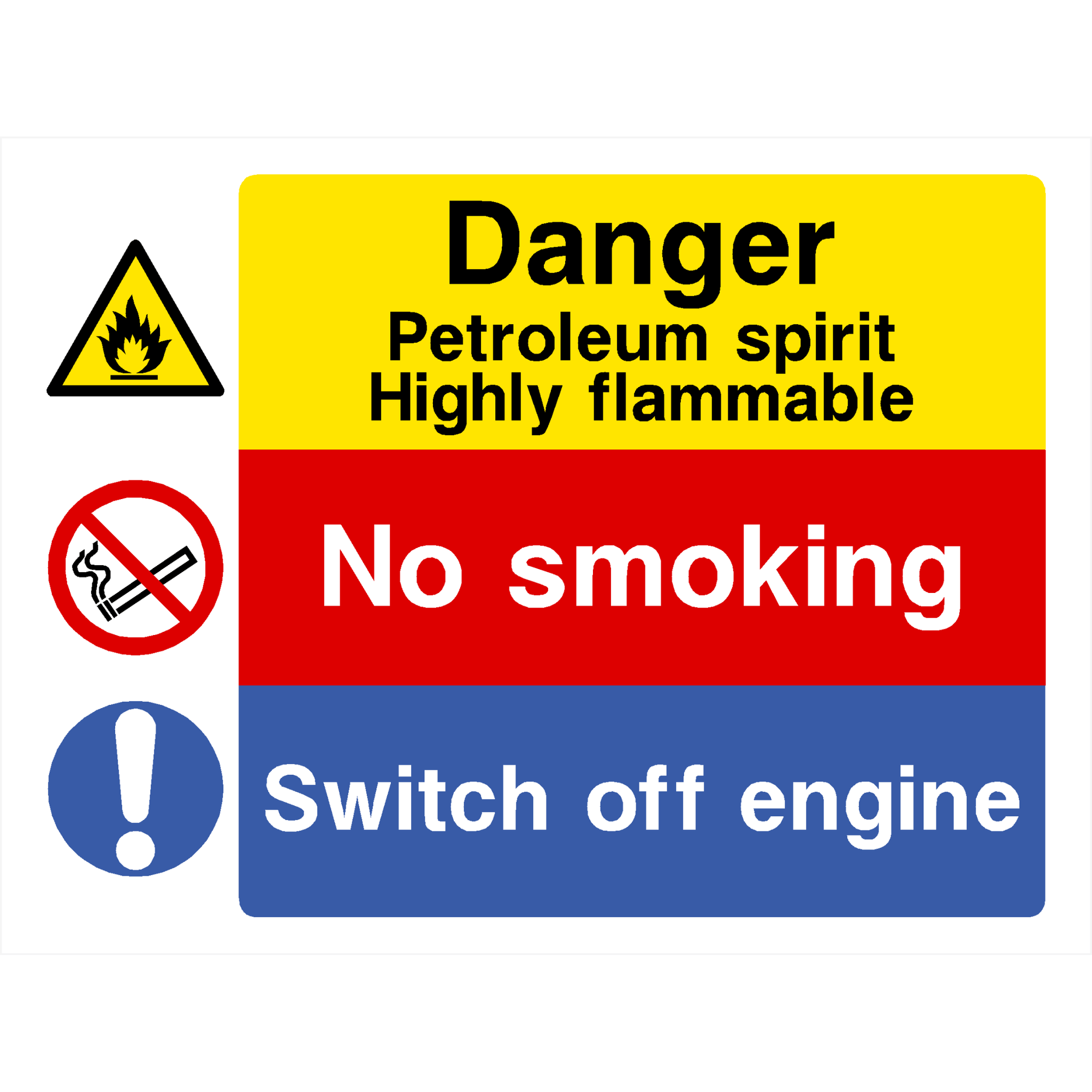 Petroleum Spirit No Smoking Switch Off Sign