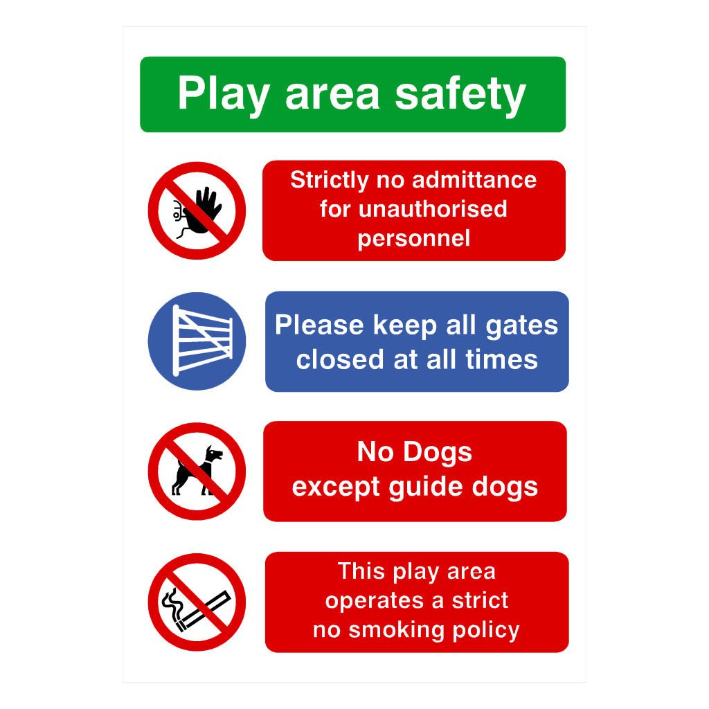 Play Area Multi Purpose Safety Sign