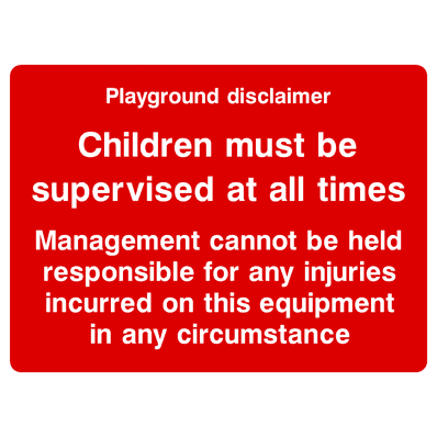 Playground Disclaimer Sign