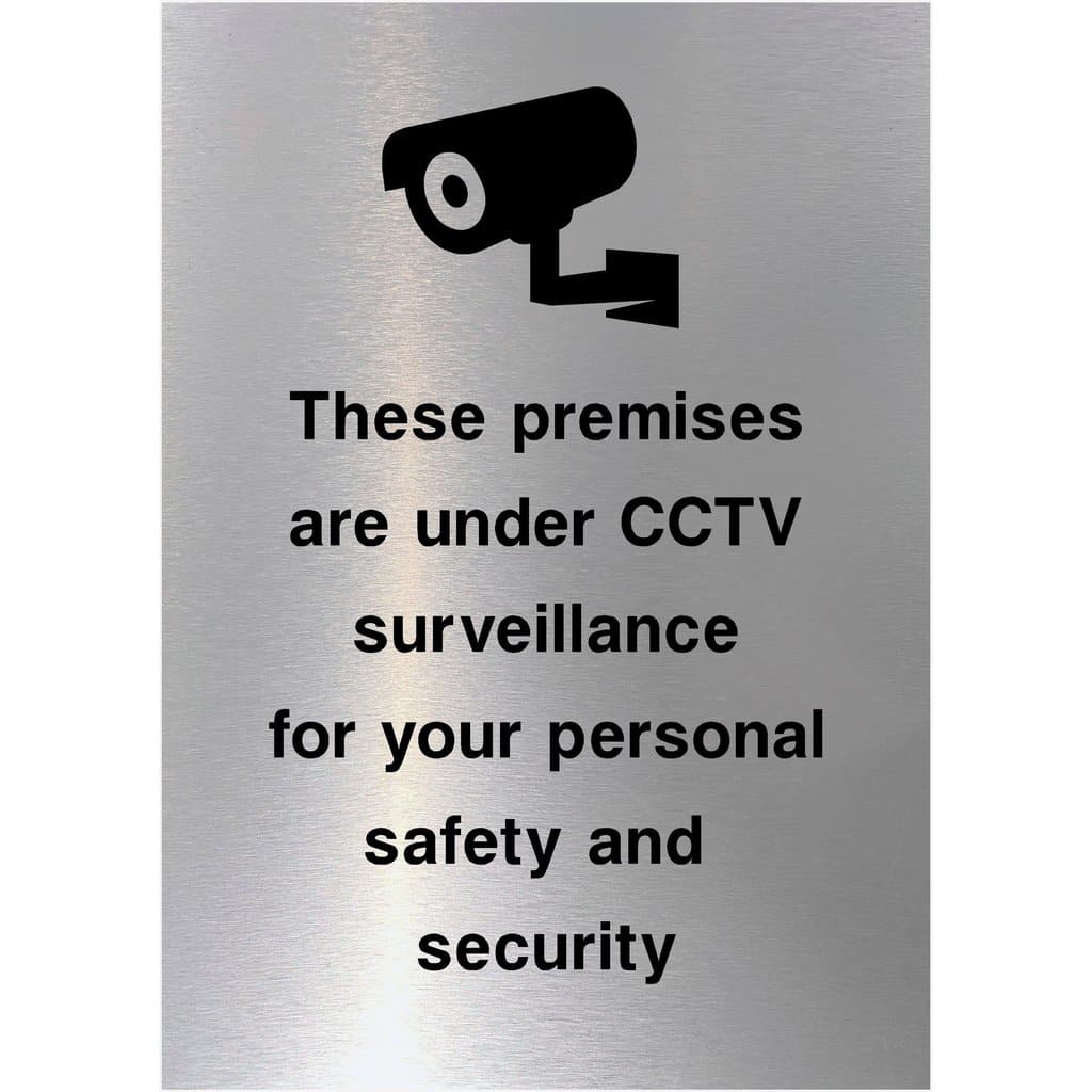 Premises Are Under CCTV Surveillance Sign Brushed Silver