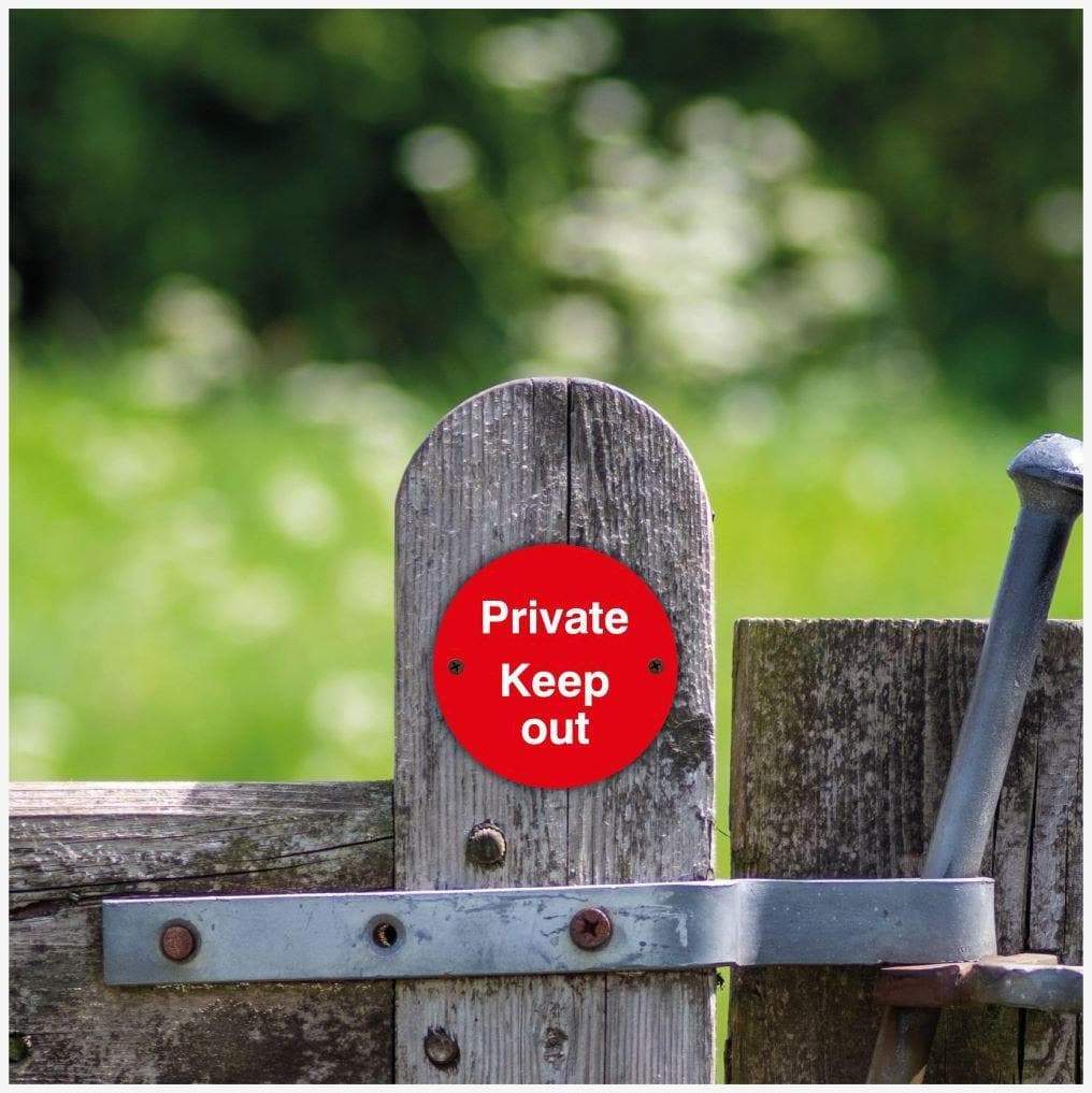 Private Keep Out Red Waymarker sign