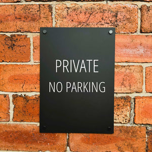 Private No Parking Sign Midnight Black